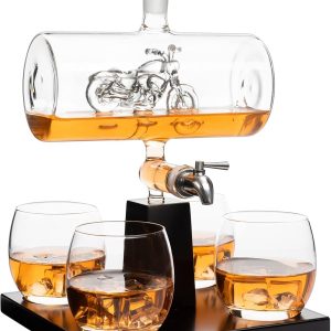Best Motorcycle Whiskey Decanter Set With Glasses - Unique Gifts For Men