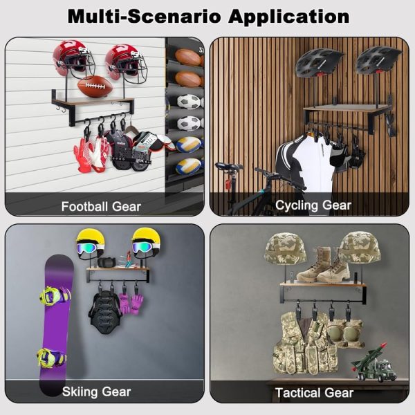 Best Double Motorcycle Helmet Wall Mount With Storage Rack - Image 6