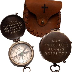 Engraved Compass For Boys - Best Baptism Gift With Scripture