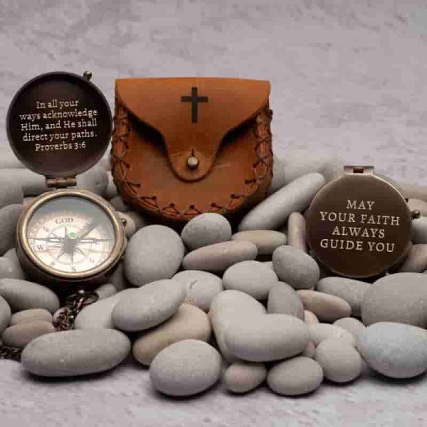 Engraved Compass For Boys - Best Baptism Gift With Scripture - Image 2
