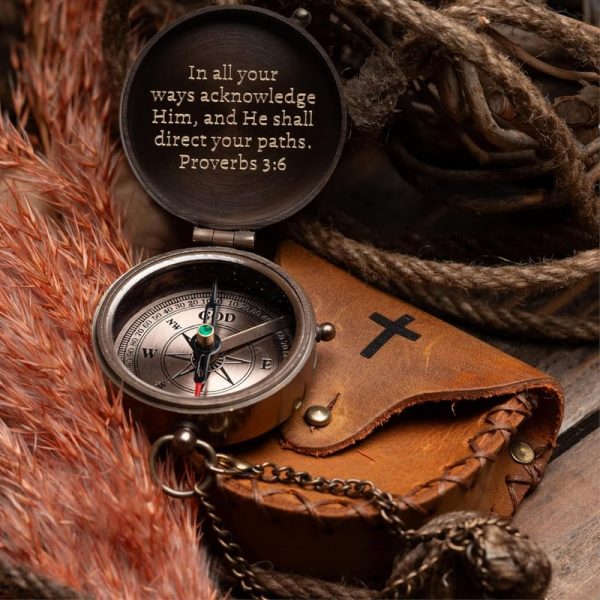 Engraved Compass For Boys - Best Baptism Gift With Scripture - Image 3