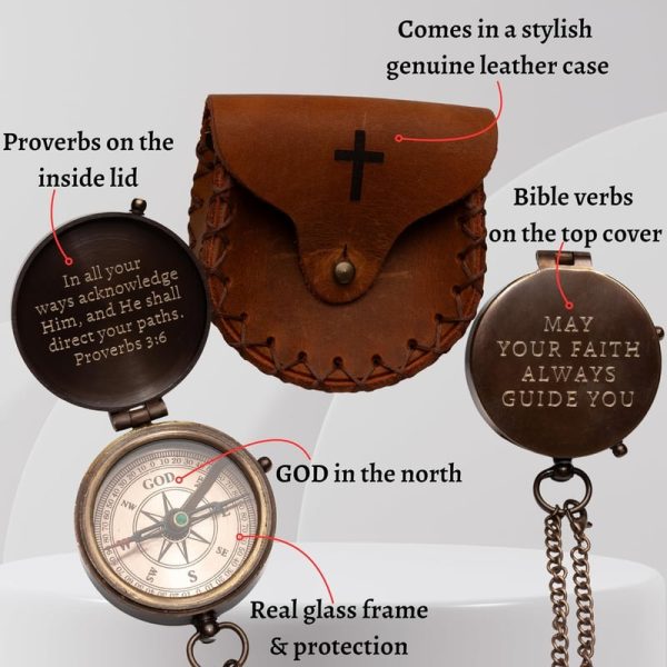 Engraved Compass For Boys - Best Baptism Gift With Scripture - Image 4