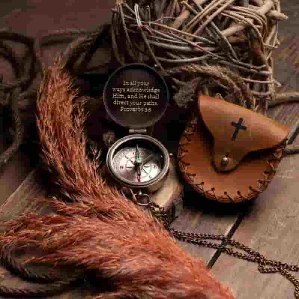 Engraved Compass For Boys - Best Baptism Gift With Scripture - Image 6