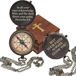 Best Baptism Compass Gift With Scripture For Boys & Men