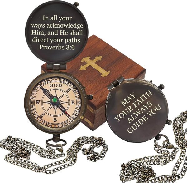 Best Baptism Compass Gift With Scripture For Boys & Men