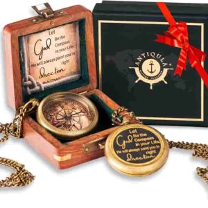 Sentimental Brass Compass With Box - Perfect Graduation Gift