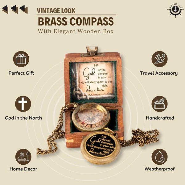 Sentimental Brass Compass With Box - Perfect Graduation Gift - Image 2