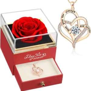 Best Real Rose & Heart Necklace Gift For Women - Forever Love