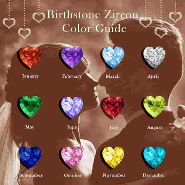 18k Rose Gold Heart Necklace With Birthstones - Gift For Her - Image 5