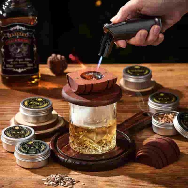 Best Whiskey Smoker Kit - 6 Flavors, 2 Glasses & Ice Molds - Gift For Men - Image 3