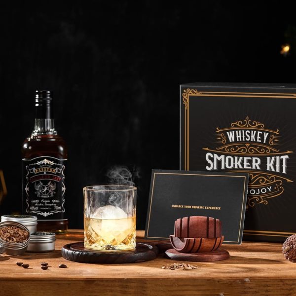 Best Whiskey Smoker Kit - 6 Flavors, 2 Glasses & Ice Molds - Gift For Men - Image 4