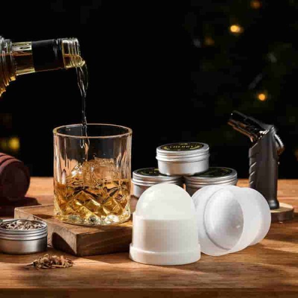 Best Whiskey Smoker Kit - 6 Flavors, 2 Glasses & Ice Molds - Gift For Men - Image 6