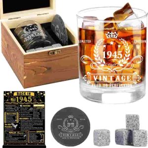 Vintage 1945 Whiskey Glass Set - Perfect 80th Birthday Gift For Men
