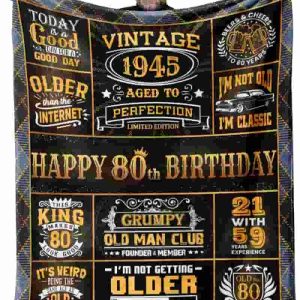 Best 80th Birthday Gifts For Men - Vintage 1945 Blanket