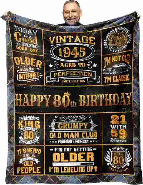 Best 80th Birthday Gifts For Men - Vintage 1945 Blanket