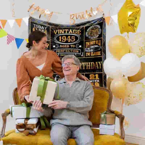 Best 80th Birthday Gifts For Men - Vintage 1945 Blanket - Image 4