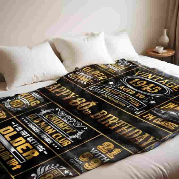 Best 80th Birthday Gifts For Men - Vintage 1945 Blanket - Image 6