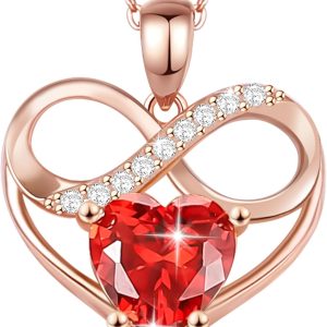 Best Rose Gold Heart Birthstone Necklace Gifts