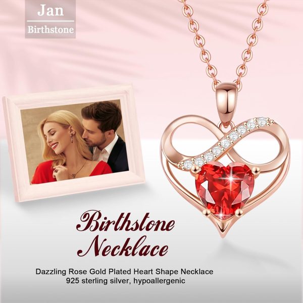 Best Rose Gold Heart Birthstone Necklace Gifts - Image 2