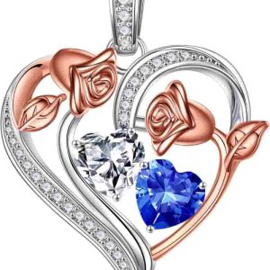 925 Sterling Silver Rose Heart Necklace - Best Gift For Her