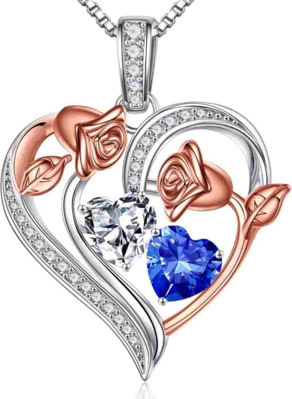 925 Sterling Silver Rose Heart Necklace - Best Gift For Her