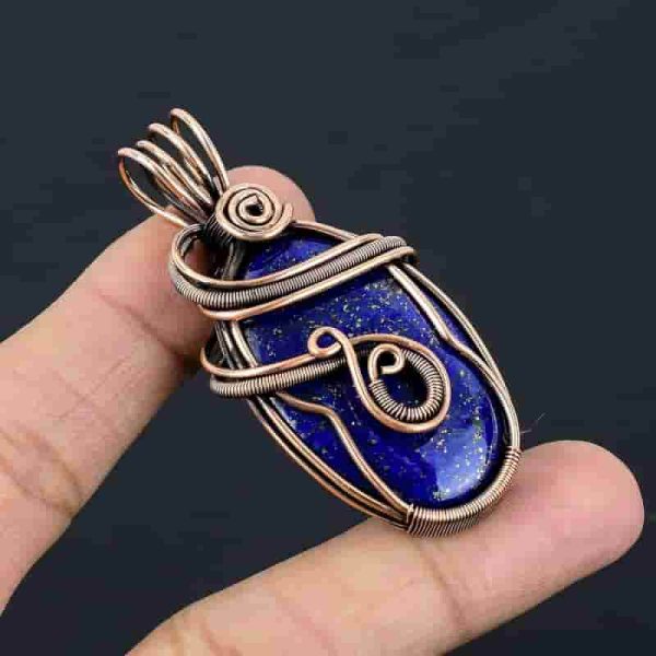 Handmade Copper Wire Wrapped Gemstone Pendant Necklace - Image 2