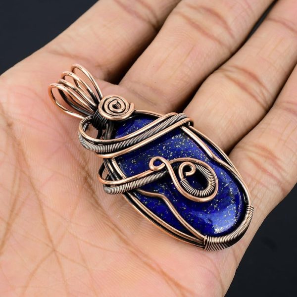 Handmade Copper Wire Wrapped Gemstone Pendant Necklace - Image 3