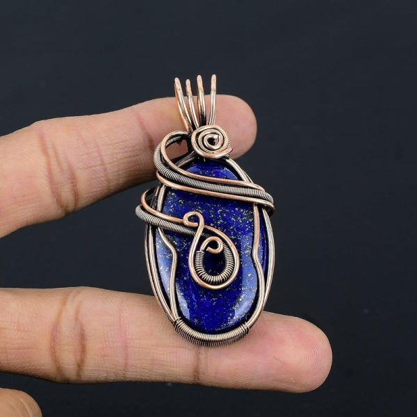 Handmade Copper Wire Wrapped Gemstone Pendant Necklace - Image 4