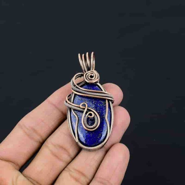 Handmade Copper Wire Wrapped Gemstone Pendant Necklace - Image 5