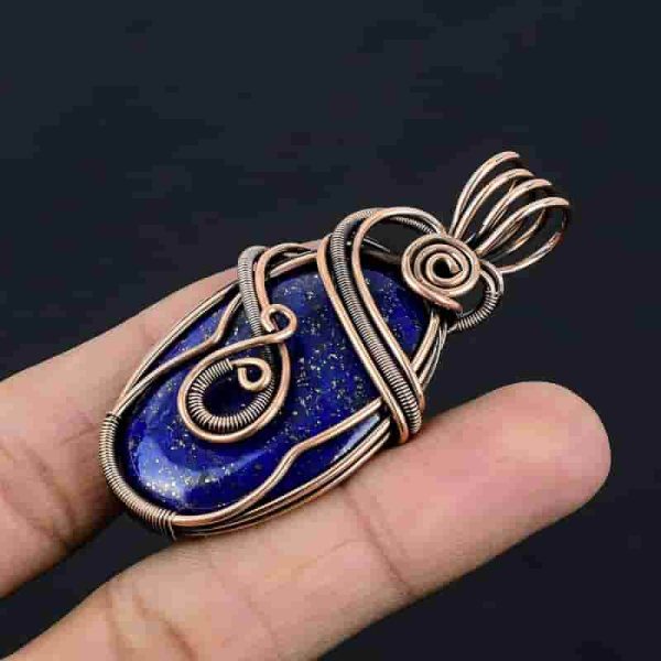 Handmade Copper Wire Wrapped Gemstone Pendant Necklace - Image 6