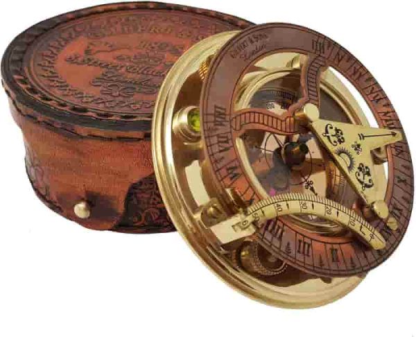Best Antique Brass Nautical Sundial Compass & Clock In Gift Box - Image 4