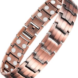 Feraco Elegant Men's Solid Copper Magnetic Bracelet