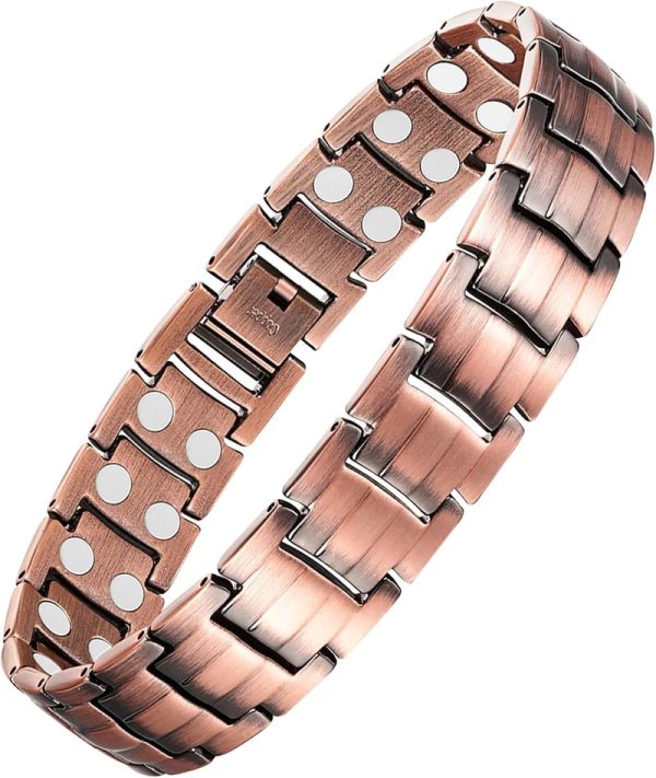 Feraco Elegant Men's Solid Copper Magnetic Bracelet
