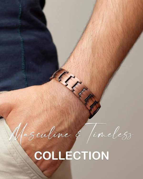 Feraco Elegant Men's Solid Copper Magnetic Bracelet - Image 3