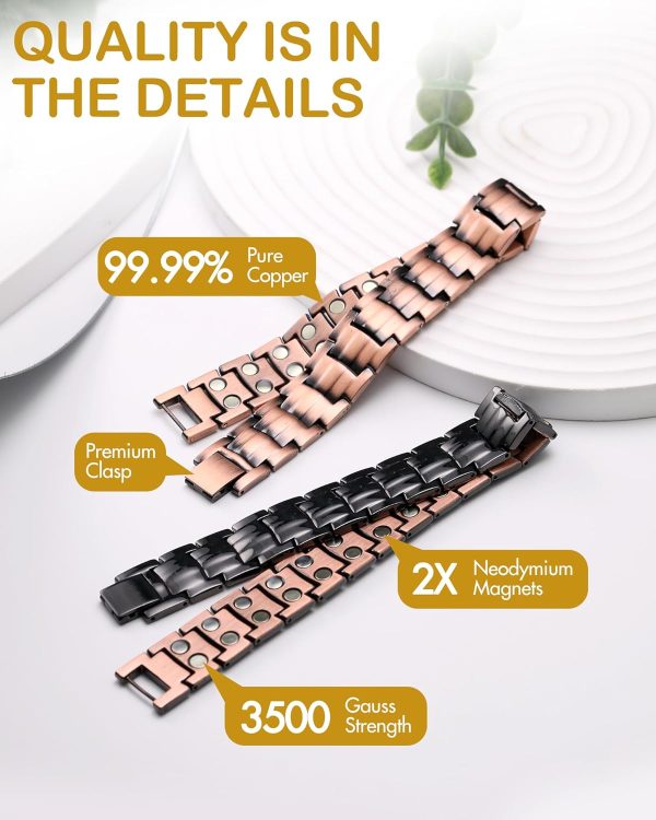 Feraco Elegant Men's Solid Copper Magnetic Bracelet - Image 4