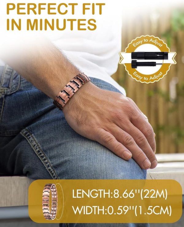 Feraco Elegant Men's Solid Copper Magnetic Bracelet - Image 6