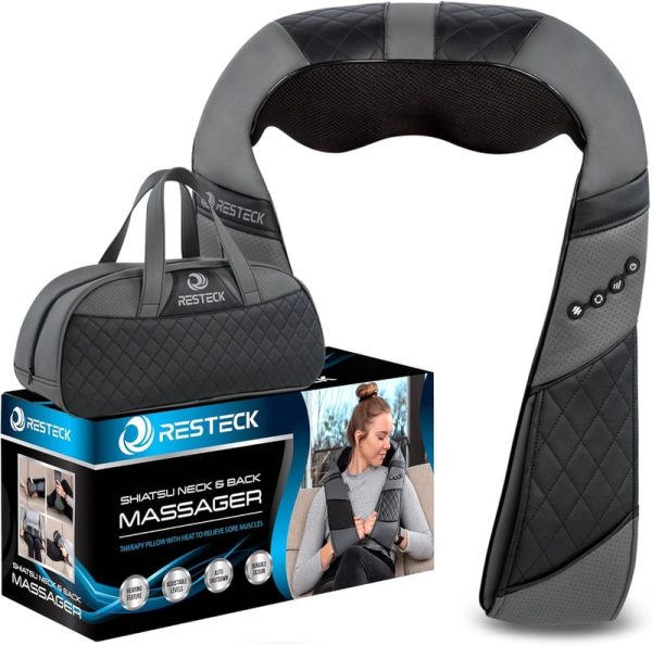 Resteck Shiatsu Neck & Back Massager With Heat - Relieve Muscle Pain