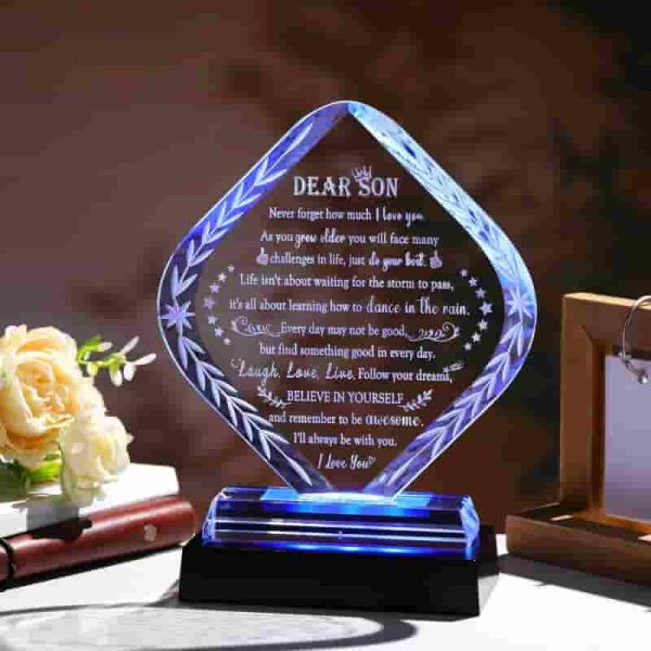 Personalized Crystal Gift For Son - Graduations, Birthdays, Christmas - Image 2
