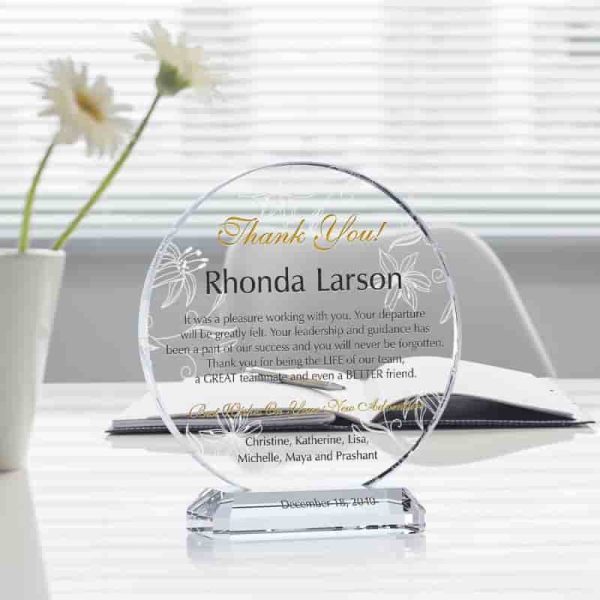 Best Personalized Coworker Farewell Gift - Custom Crystal Plaque - Image 2