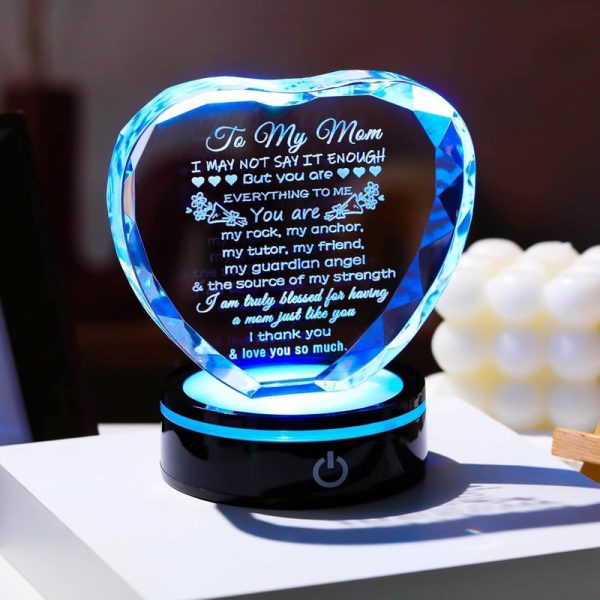 Unique Mother's Day Crystal Heart Gift With Led Base - From Daughter Son - Image 6