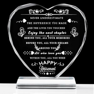 2025 Top Retirement Gifts: Crystal Heart Plaque For Appreciation