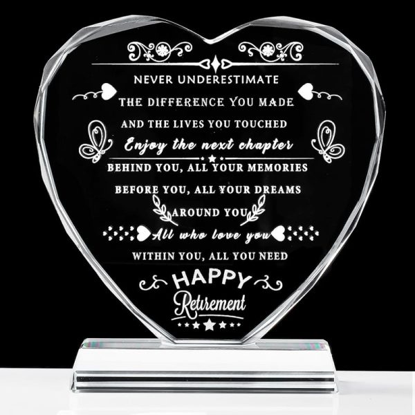 2025 Top Retirement Gifts: Crystal Heart Plaque For Appreciation