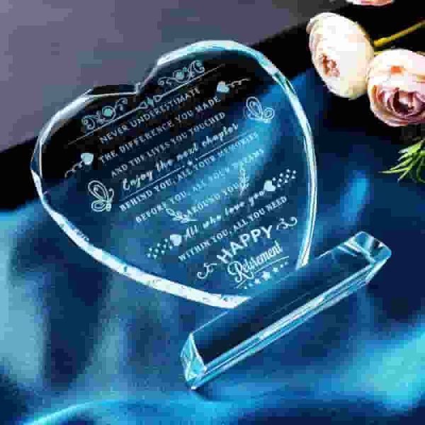 2025 Top Retirement Gifts: Crystal Heart Plaque For Appreciation - Image 3