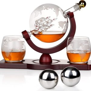 Best Whiskey Decanter Globe Set - Unique Gift For Men & Dad