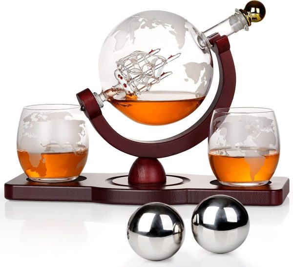 Best Whiskey Decanter Globe Set - Unique Gift For Men & Dad