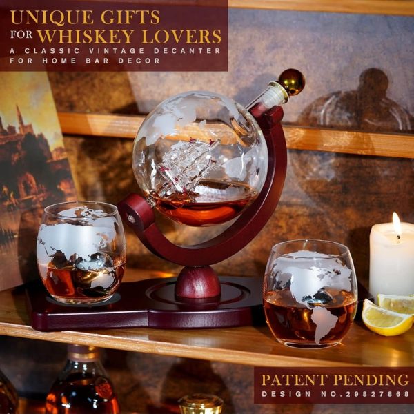 Best Whiskey Decanter Globe Set - Unique Gift For Men & Dad - Image 3