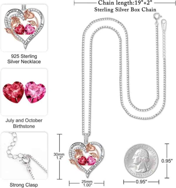 Best Birthstone Necklace - Sterling Silver Rose Heart Jewelry - Image 3