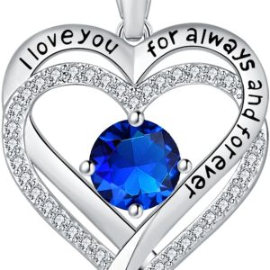 Infinity Heart Birthstone Necklace - Sterling Silver Gift For Her