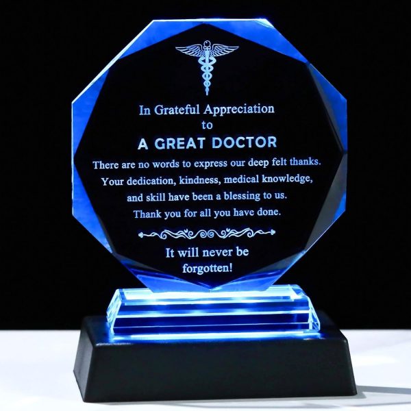 Best Doctor Appreciation Glass Plaque With Led Base