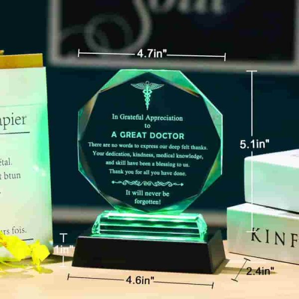 Best Doctor Appreciation Glass Plaque With Led Base - Image 2
